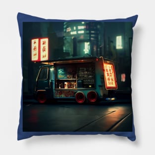 Cyberpunk Tokyo Ramen Food Truck Pillow