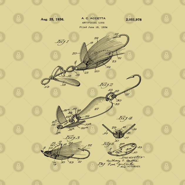 1936 Patent Blueprint - Fishing Lure by MadebyDesign