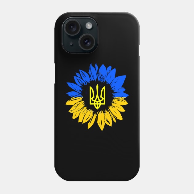 Stand With Ukraine Support UKRAINE Ukrainian Coat of arms Sunflower Phone Case by Bezra