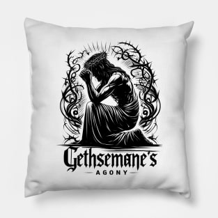 Gethsemane's Agony Jesus kneeling in prayer with a crown of thorns on his head Pillow