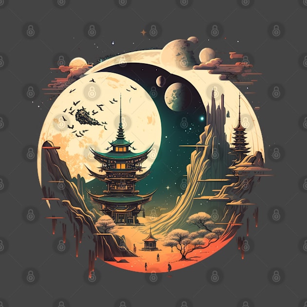 Japanese Temple Tokyo  Asian Inspired Retro Japan by Linco