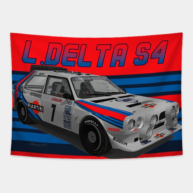 Lancia Delta Group B Martini Tapestry by PjesusArt