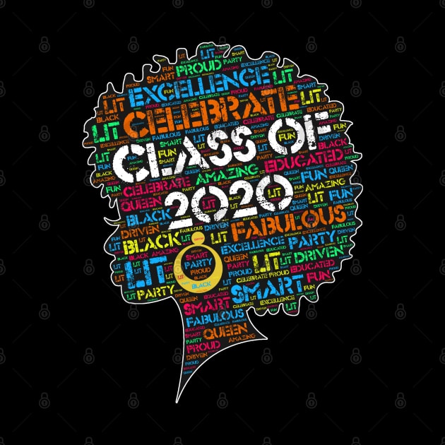 Class of 2020 Black Woman Afro Words by blackartmattersshop