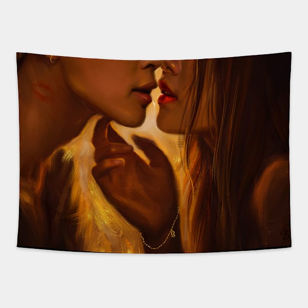 Romantic kiss Tapestry by EllenDrawings