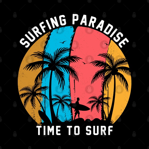 vintage Retro Style sunset Surfing paradise time to surf by Msafi