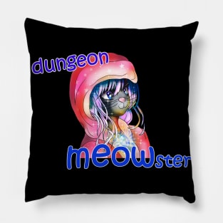 dungeon meowster sorcerer cat in a pink cape Pillow