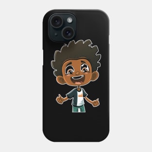 Super Cute Happy Black Boy Mascot 2D Vector Phone Case