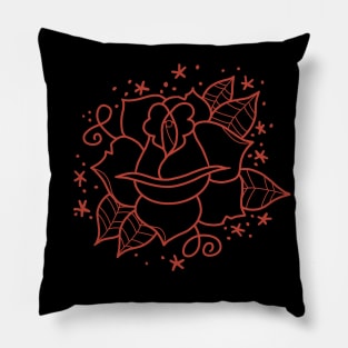 Traditional Tattoo Rose Pillow