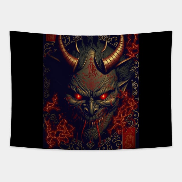 Asian Demon face Tapestry by Geek Culture