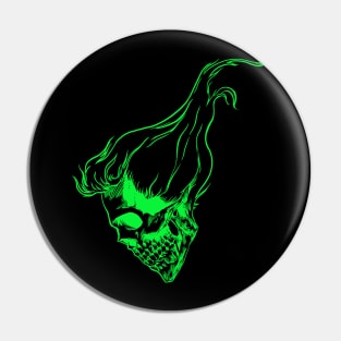 Neon Green Hair-Skull Pin