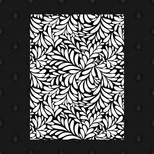 Floral Geometric Abstract Art - Black And White by Designoholic