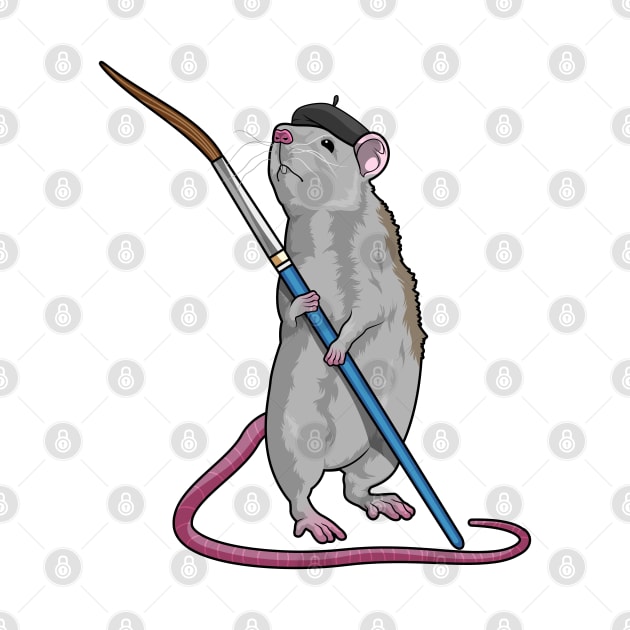 Rat as Painter with Paint brush by Markus Schnabel