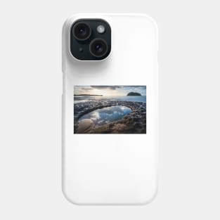 Sky reflections in a rockpool on the nsw central coast near lion island Phone Case