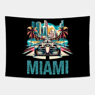 Formula Miami City Racing Circuit Car Map Grand Prix Race Tapestry