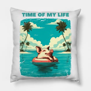 Time of My Life | Swimming Pig of the Bahamas Floating in the Sea | Piglet | Travel | Animal | Cruise | Vacation | Beach | Summer Pillow