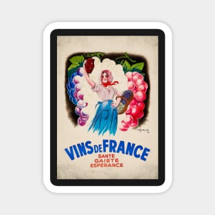 Retro poster - pub - vintage - france wine - Magnet