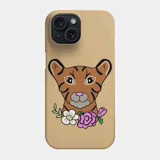 Tiger with flowers Phone Case