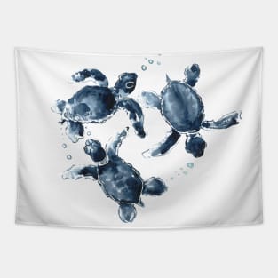 Indigo Blue Sea Turtles Tapestry