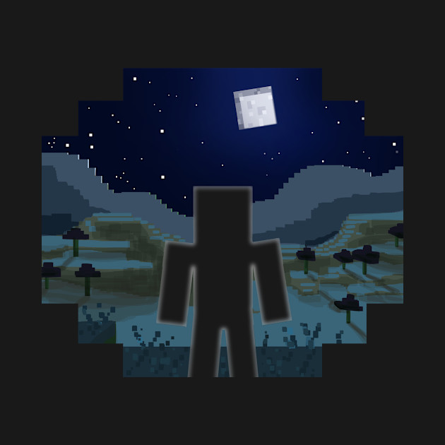 Minecraft Landscape Night with Outline - Minecraft - Phone Case