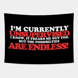 I'm currently unsupervised t-shirt Tapestry