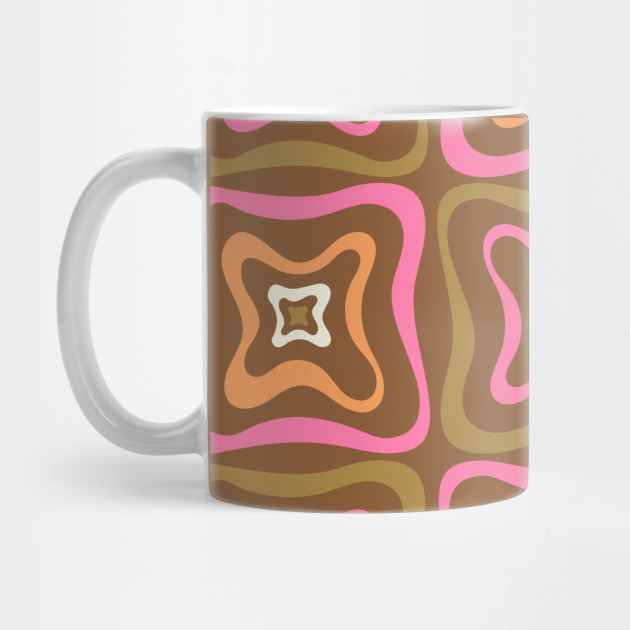 Large Pink and Orange Groovy Smiley Face Pattern - Retro Aesthetic Coffee  Mug