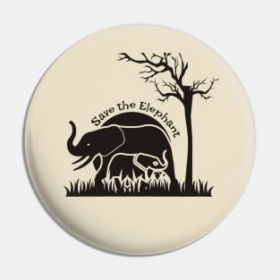 Save The Elephant Pin