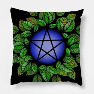 Leafy Blue Pentagram T-Shirt Pillow