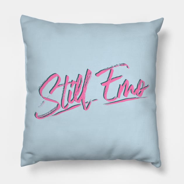 Still Emo (2024, Pink and Teal) Pillow by cecececececelia