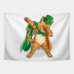 Dabbing Cat St Patricks Day Boys Leprechaun Irish Tapestry