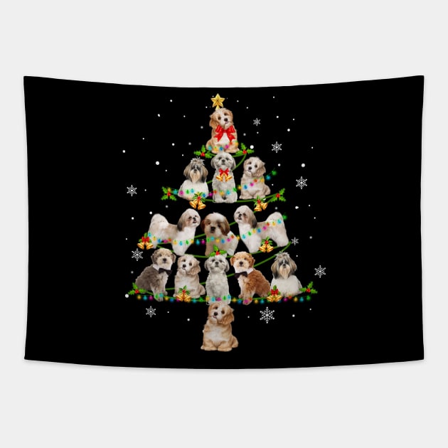 Cute Shih Tzu Christmas Tree Xmas Gift Tapestry by Simpsonfft