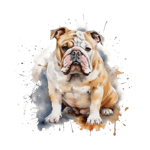 Bulldog Watercolor Style by Gadsengarland.Art