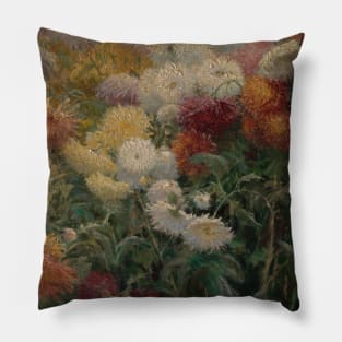 Chrysanthemums in the Garden at Petit-Gennevilliers by Gustave Caillebotte Pillow