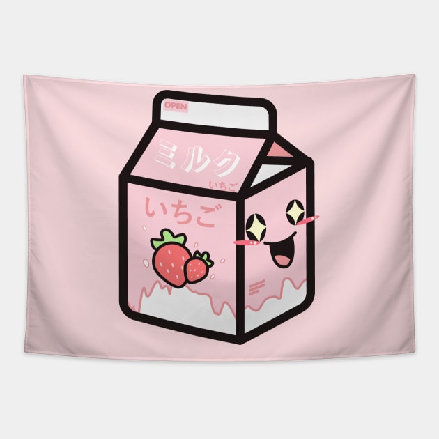 Kawaii Strawberry Milk Tapestry by Youssef El aroui