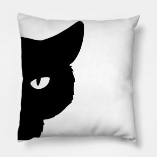 Black Cat Peeking At You Pillow