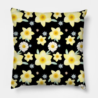 Wildflowers Watercolor Painting Pattern Beautiful Gifts, Daffodil Yellow Flowers, Floral Modern Design Spring Time Birthday, Funny Summer Anniversary, Holiday Presents for girl Pillow