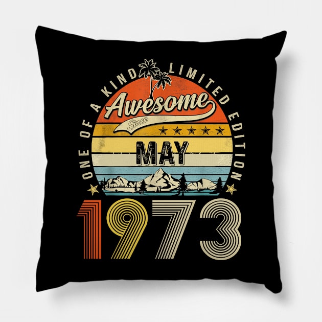 Awesome Since May 1973 Vintage 50th Birthday Pillow by Marcelo Nimtz