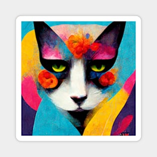 Abstract Cat Magnet