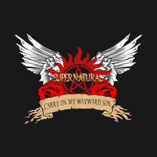 Supernatural Carry on My Wayward Son Roses Wings T-Shirt