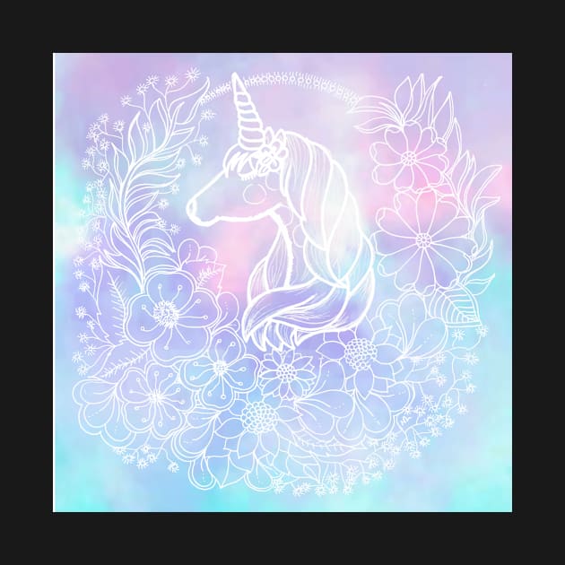 Peaceful Floral Unicorn by Nathalodi