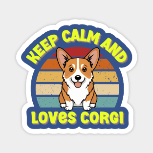 Corgi Keep Calm And Loves Vintage Magnet