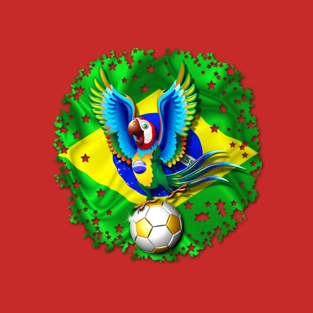 Brazil Macaw with Football / Soccer Ball by BluedarkArt