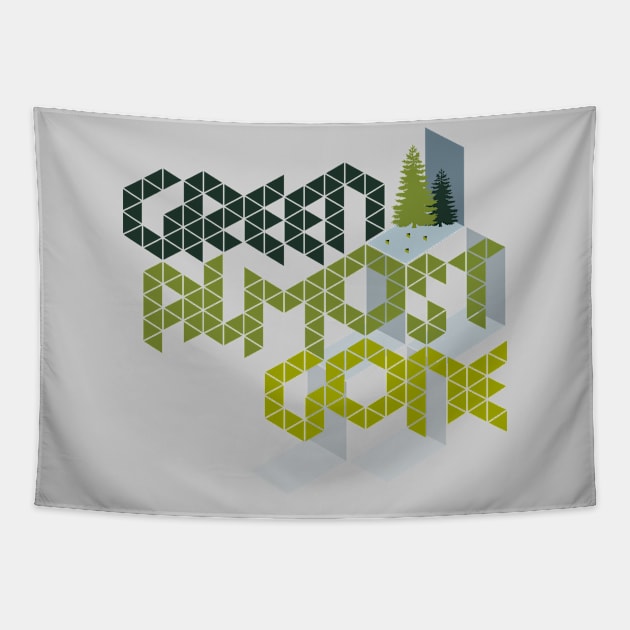 Save the planet | Green Almost Gone Tapestry by Tee Architect