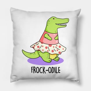 Frockodile Cute Girl Crocodile Pun Pillow