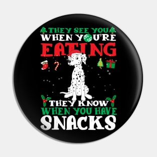 Christmas Dog Eating Snacks Pin