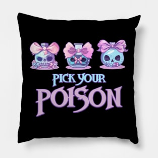 Pick Your Poison Cute Kawaii Witchy Magic Portion Bottles Pillow