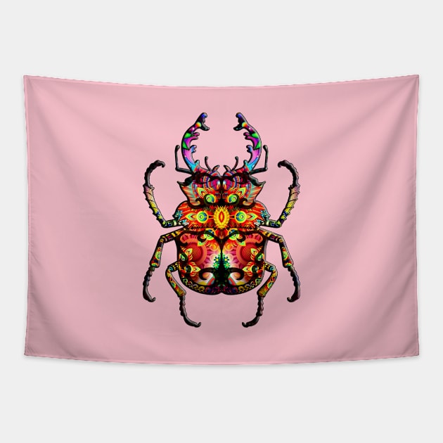 beetle flowers Tapestry by KHMISSA ART