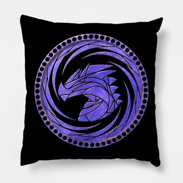 Dragon Coin - Color on Dark Pillow by Sexpunk