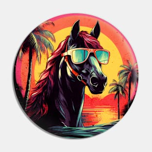 Retro Wave Arabian Horse Pin