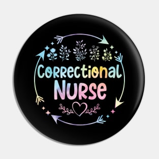 Correctional Nurse cute floral watercolor Pin