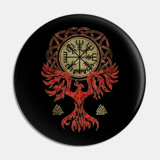 Vegvisir and Phoenix bird Pin